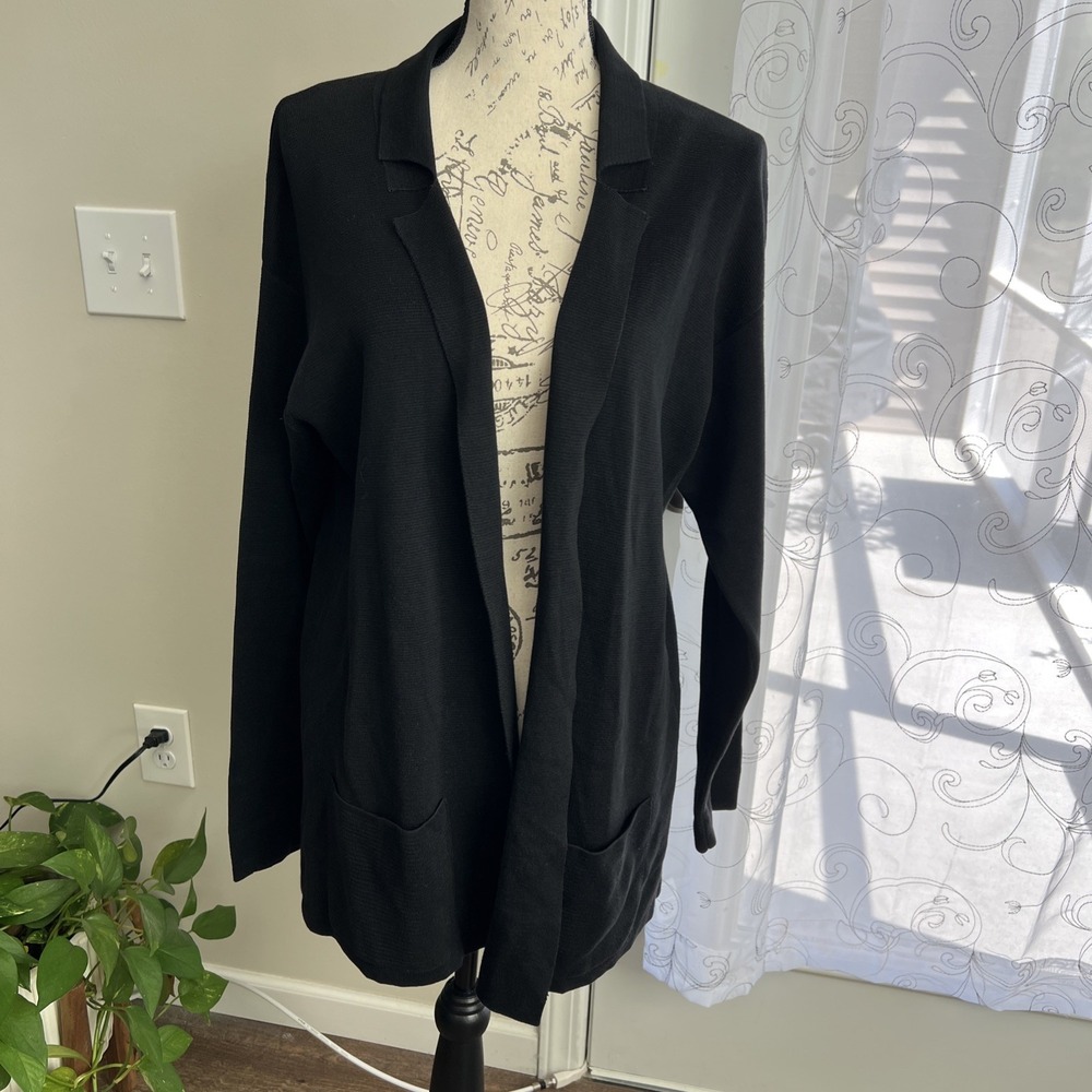 Peruvian Connection Open Cardiganโ Women's Small Black Pima Cotton Pockets